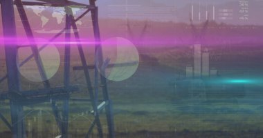 Atık alanı üzerinde istatistik ve veri işleme resmi. ortam, atık bertaraf etme ve sürdürülebilirlik kavramı dijital olarak oluşturuldu.