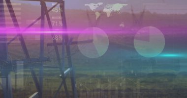 Atık alanı üzerinde istatistik ve veri işleme resmi. ortam, atık bertaraf etme ve sürdürülebilirlik kavramı dijital olarak oluşturuldu.