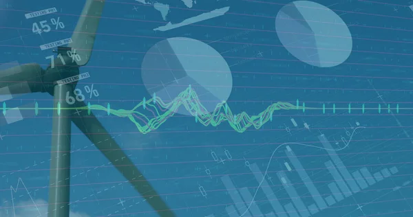 Bild Der Statistik Und Datenverarbeitung Auf Blauem Hintergrund Umwelt Erneuerbare — Stockfoto