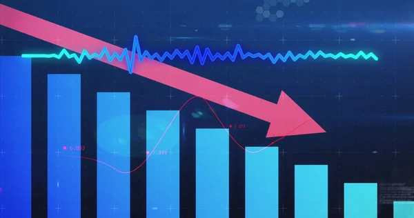 Bild Der Finanzdatenverarbeitung Auf Blauem Hintergrund Globales Geschäft Finanzen Verbindungen — Stockfoto