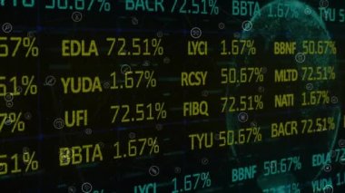 Dünya çapında finansal veri işleme animasyonu. küresel iş, finans ve ağ konsepti dijital olarak oluşturulmuş video.