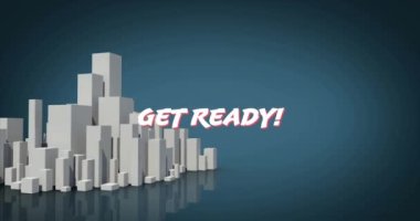 Dijital modern şehrin üzerinde hazır olma animasyonu. Video oyunları, bağlantılar ve dijital olarak oluşturulmuş eğlence konsepti.