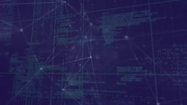 Siyah arkaplan üzerinden bağlantı ve veri işleme ağının animasyonu. küresel teknoloji, bağlantılar ve veri işleme kavramı dijital olarak oluşturulmuş video.