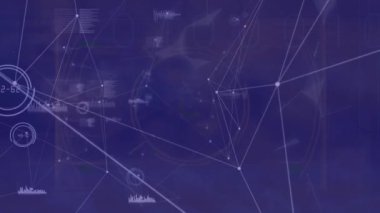 Mavi arkaplan üzerinde bağlantı ağı ve veri işleme ağının animasyonu. küresel teknoloji, bağlantılar ve veri işleme kavramı dijital olarak oluşturulmuş video.