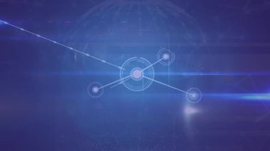 Işık yollarının üzerindeki bağlantı ağının animasyonu. küresel iş, bağlantılar ve veri işleme kavramı dijital olarak oluşturulmuş video.