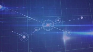 Mavi arkaplan üzerindeki bağlantı ağının animasyonu. küresel teknoloji, bağlantılar ve veri işleme kavramı dijital olarak oluşturulmuş video.