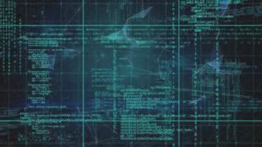 Siyah zemin üzerinde veri işleme üzerine dünyanın animasyonu. küresel bağlantılar ve veri işleme konsepti dijital olarak oluşturulmuş video.