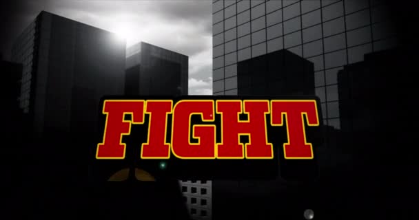 Animation Fight Cityscape Μαύρο Και Άσπρο Βιντεοπαιχνίδια Συνδέσεις Και Έννοια — Αρχείο Βίντεο