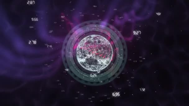 Animation Nombres Globe Rotatif Dans Espace Numérique Entreprise Mondiale Interface — Video