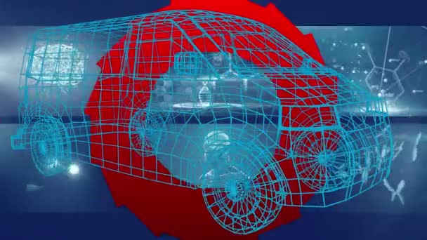 Animation Von Formen Und Datenverarbeitung Über Das Digitale Auto Globale — Stockvideo