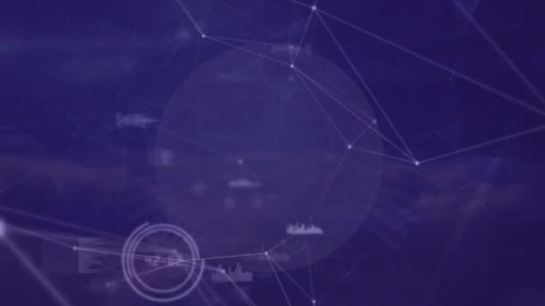 Анимация Сети Соединений Над Облаками Глобальный Бизнес Подключение Обработка Данных — стоковое видео