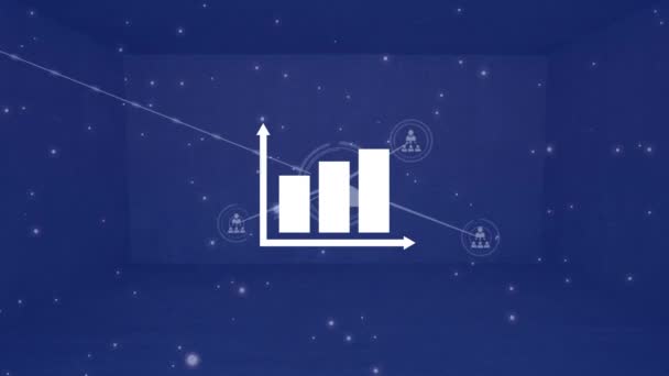 Animatie Van Diagram Netwerk Van Verbindingen Blauwe Achtergrond Wereldwijde Verbindingen — Stockvideo