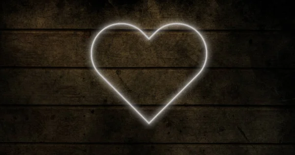 Зображення Сяючої Ікони Неонового Серця Цегляній Стіні Концепція Соціальних Медіа — стокове фото