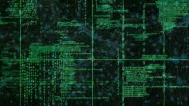 Bağlantılar ağının animasyonu ve dijital uzayda çeşitli veri işleme. küresel bağlantılar, teknoloji ve dijital arayüz konsepti dijital olarak oluşturulmuş video.