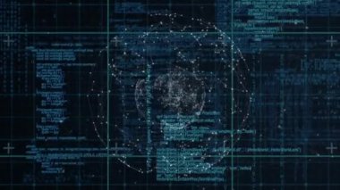 Dijital uzayda bağlantı, küre ve veri işleme ağının animasyonu. küresel bağlantılar, teknoloji ve dijital arayüz konsepti dijital olarak oluşturulmuş video.