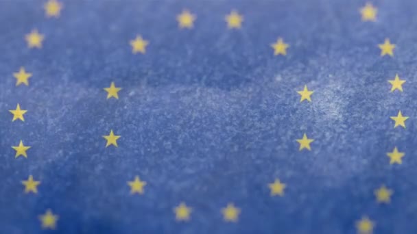 Animação Bandeira União Europeia Com Estrelas Girando Sobre Céu Com — Vídeo de Stock