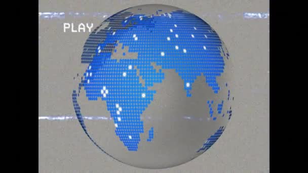 屏幕动画 带有小故障和旋转的地球仪 数码界面 技术及通讯概念数码产生的影像 — 图库视频影像