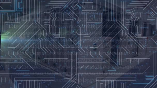 Анимация Обработки Данных Светящейся Компьютерной Плате Концепция Цифрового Интерфейса Цифровой — стоковое видео