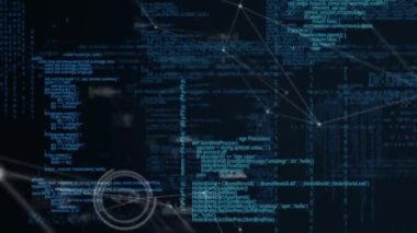 Dijital uzayda bağlantı ağının ve çeşitli verilerin animasyonu. küresel bağlantılar, teknoloji ve dijital arayüz konsepti dijital olarak oluşturulmuş video.