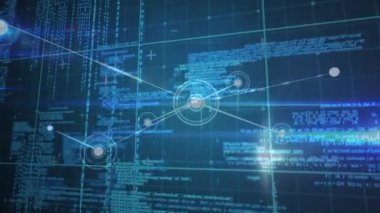 Bağlantılar ağının animasyonu ve dijital uzayda çeşitli veri işleme. küresel bağlantılar, teknoloji ve dijital arayüz konsepti dijital olarak oluşturulmuş video.
