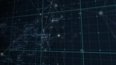 Dijital uzayda bağlantı ağının ve çeşitli verilerin animasyonu. küresel bağlantılar, teknoloji ve dijital arayüz konsepti dijital olarak oluşturulmuş video.