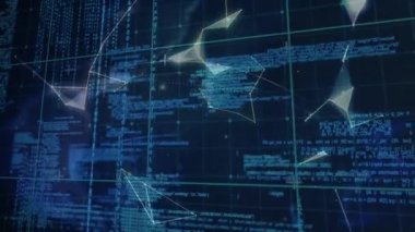 Dijital uzayda bağlantı ağı, dünya ve çeşitli veri işleme ağının animasyonu. küresel bağlantılar, teknoloji ve dijital arayüz konsepti dijital olarak oluşturulmuş video.