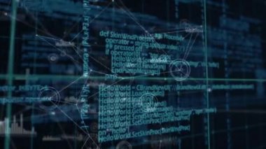 Dijital uzayda bağlantı ağının ve çeşitli verilerin animasyonu. küresel bağlantılar, teknoloji ve dijital arayüz konsepti dijital olarak oluşturulmuş video.
