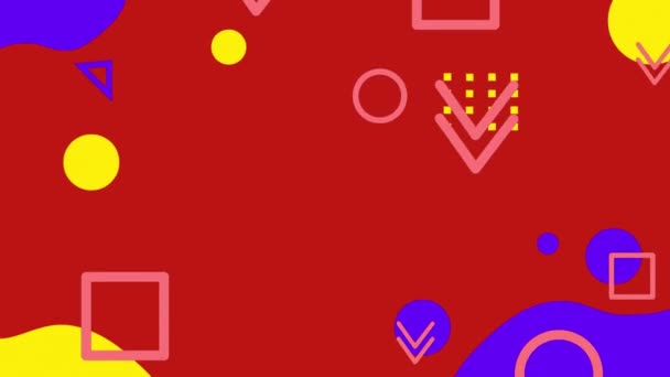 不同形状的动画漂浮在红色背景上 国家拼图日和大脑活动概念数字生成视频 — 图库视频影像