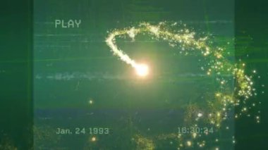 Yeşil ekranın üzerinde veri işleme ve arızayla ışık animasyonu. küresel bilgisayarlar, veri işleme, dijital arayüz ve teknoloji konsepti dijital olarak oluşturulmuş video.