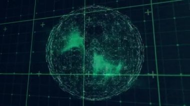 Dijital uzayda bağlantı, küre ve veri işleme ağının animasyonu. küresel bağlantılar, teknoloji ve dijital arayüz konsepti dijital olarak oluşturulmuş video.