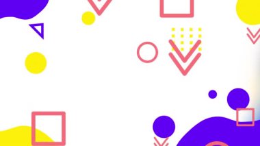 Beyaz arkaplandaki yapboz parçalarının üzerine düşen çoklu soyut şekillerin animasyonu. Ulusal bulmaca günü ve oyun konsepti dijital olarak oluşturulmuş konsept.