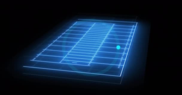 霓虹灯的动画 蓝色运动场和蓝色扫描范围 视频游戏和数据处理概念数字生成视频 — 图库视频影像