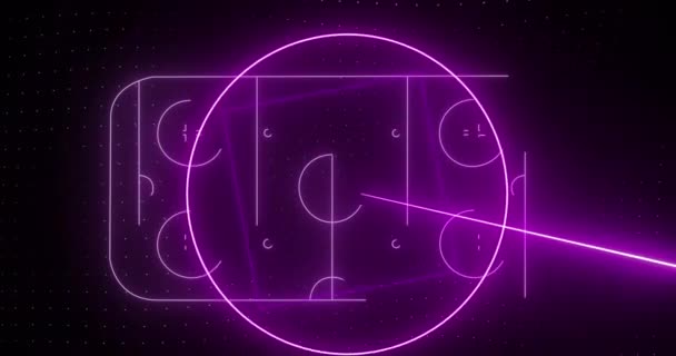 紫色のアイスホッケーリンクとデータ処理のアニメーション スポーツとデータ処理の概念デジタルで生成されたビデオ — ストック動画