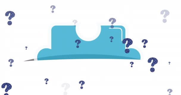 Animation Question Marks Puzzle White Background National Puzzle Day Brain — Stock Video