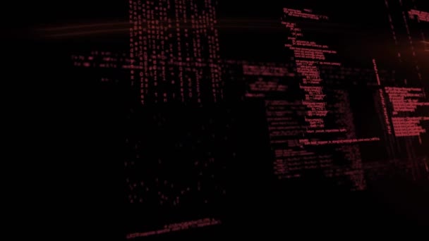 Анимация Обработки Красных Данных Черном Фоне Цифровой Интерфейс Концепция Обработки — стоковое видео