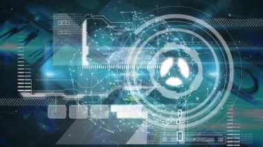 Dijital ekranlar üzerinden veri işleme animasyonu. Sosyal medya ve iletişim arayüzü kavramı dijital olarak oluşturulmuş video.