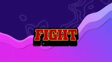 Şekiller üzerinde dövüş metninin animasyonu. Sosyal medya ve iletişim arayüzü kavramı dijital olarak oluşturulmuş video.