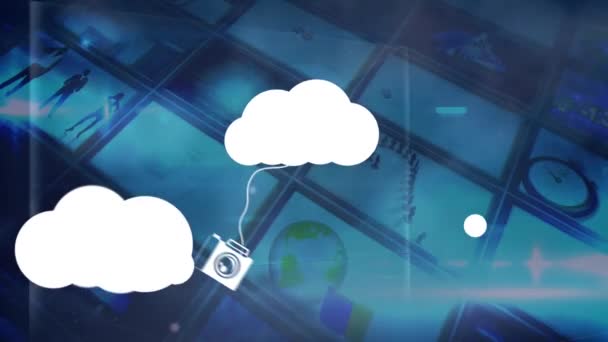 Animace Ikon Cloudu Přes Videa Globální Připojení Koncepce Zpracování Dat — Stock video