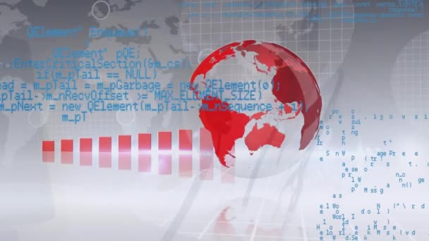 Animation Data Processing Globe Grey Background Global Medicine Healthcare Data — Stock Video