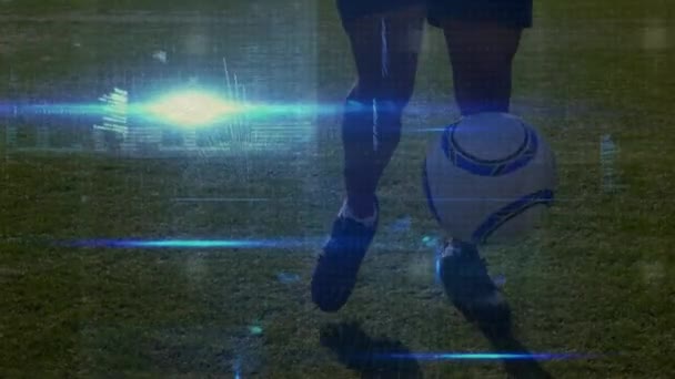 Κινούμενα Σχέδια Επεξεργασίας Δεδομένων Για Διάφορους Άνδρες Ποδοσφαιριστές Που Παίζουν — Αρχείο Βίντεο