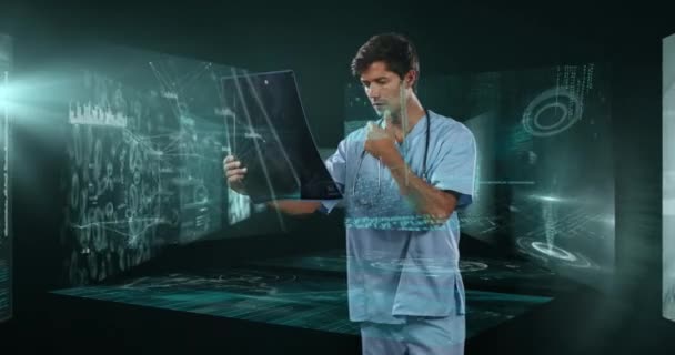 데이터 처리를 의사의 애니메이션 세계적 데이터 디지털 비디오 — 비디오