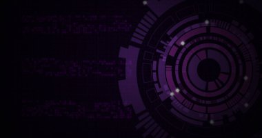 Siyah zemin üzerinde ışık lekeleri olan hareket eden daireler. dijital arayüz ve teknoloji konsepti dijital olarak oluşturulmuş görüntü.