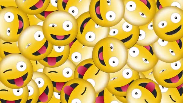 Animering Leende Emoji Ikoner Sticker Tungan Över Smartphone Och Bärbar — Stockvideo