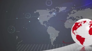 Siyah arkaplanda dünya haritası ve bağlantılar ağı üzerinden dünyanın animasyonu. küresel bağlantılar, veri işleme ve teknoloji konsepti dijital olarak oluşturulmuş video.