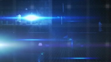 Mavi arkaplanda dijital veri işleme animasyonu. küresel internet bağlantıları, veri işleme ve dijital arayüz konsepti dijital olarak oluşturulmuş video.