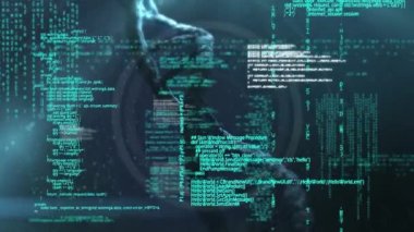 DNA iplikçiklerinin dönmesi ve tıbbi veri işleme animasyonu. küresel tıp, bilim ve veri işleme kavramı dijital olarak oluşturulmuş video.