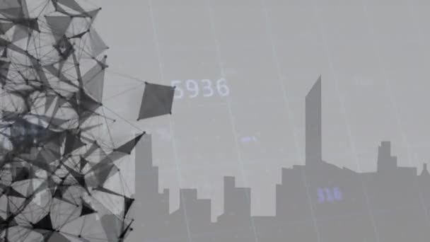 Animación Del Procesamiento Datos Sobre Ciudad Las Formas Negocios Globales — Vídeo de stock