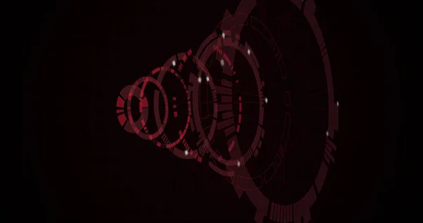 Afbeelding Van Bewegende Cirkels Met Lichte Vlekken Zwarte Achtergrond Digitaal — Stockfoto