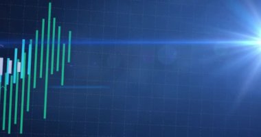 Mavi arkaplanda veri işleme animasyonu. küresel iş, finans, bağlantılar ve dijital arayüz konsepti dijital olarak oluşturulmuş video.