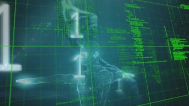 İkili kodlama, DNA iplikçikleri ve tıbbi veri işleme animasyonları. küresel tıp, bilim ve veri işleme kavramı dijital olarak oluşturulmuş video.